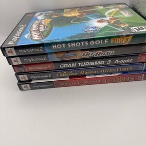PS2 Game Lot 5 Bundle Gran Turismo 3 Hot Shots Golf Cabela’s